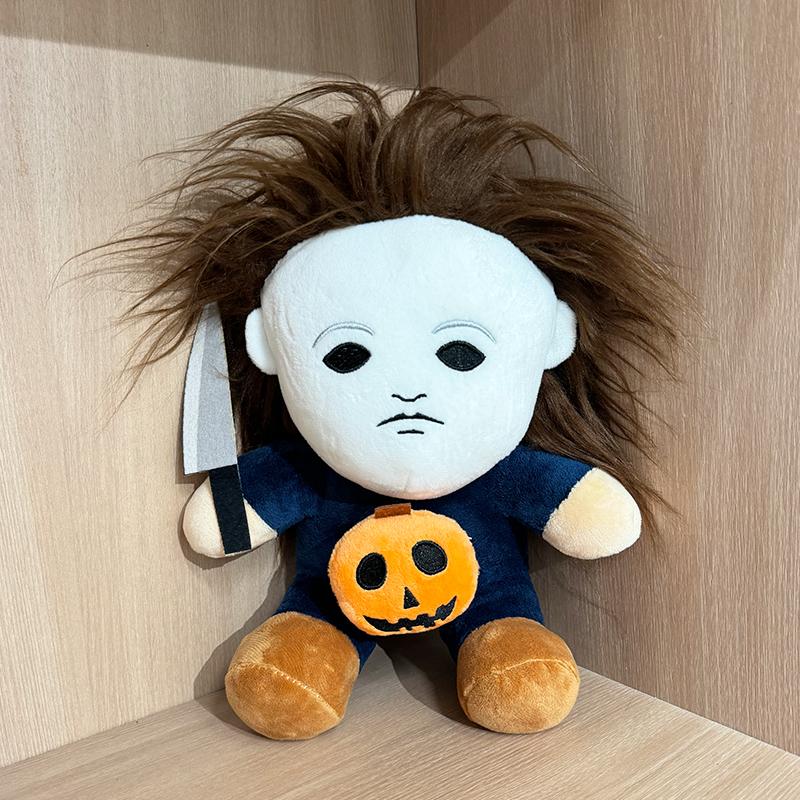 Cute Michael Myers Plush Dolls Halloween Horror Cartoon Cosplay Anime Plushie Soft Plush Slippers Birthday Gifts