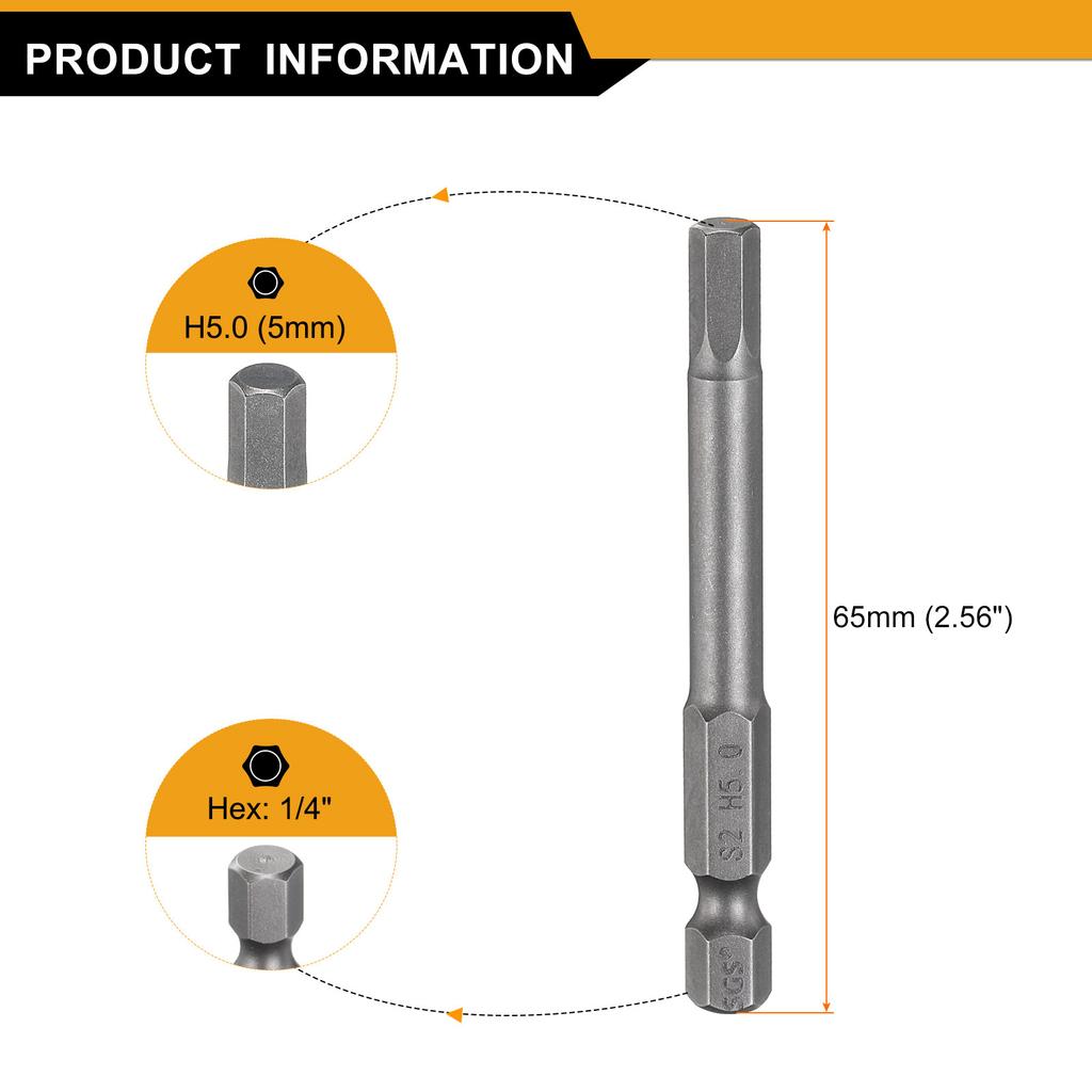 Hex Head Drill Bit Wrench 1.5/2/2.5/3/4/5/6/8/10/12mm Metric 1/4" Hex Shank Magnetic Hexagonal Screw Driver Socket Power Bits