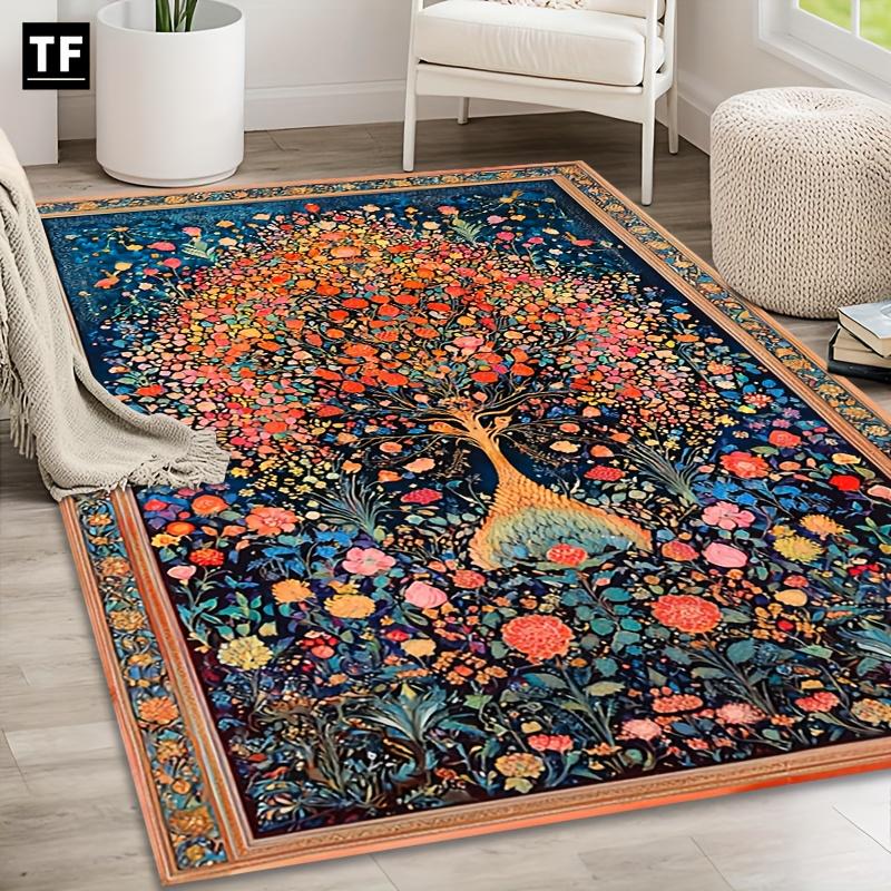 Alfombras de Área Florales Bohemias Plantas Antideslizante Felpudo Alfombra para Dormitorio Cocina Sala de Estar Interior Entrada Regalos