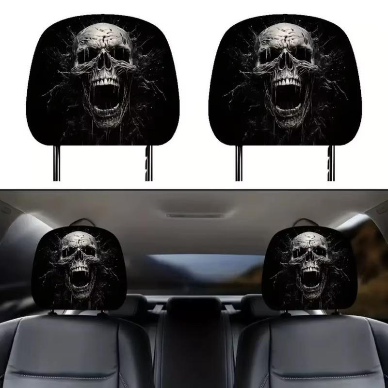 2PCS Car Headrest Covers Double-Sided Cute Funny Cartoon Eyes Car Seat Head Rest Protector for Auto Front Seat Rest Decoration
