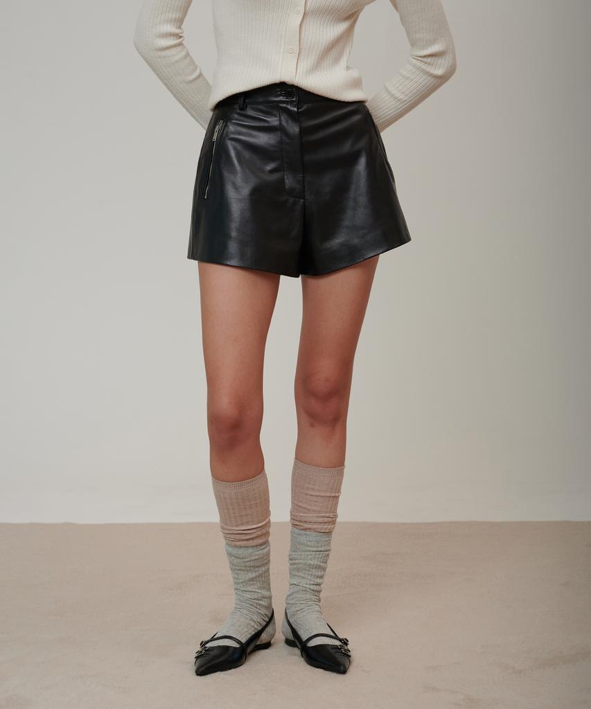 PINBLACK High-Waisted Lambskin Shorts