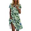 Women's Casual Fashion Stand Collar Floral Print Short Sleeve Dress