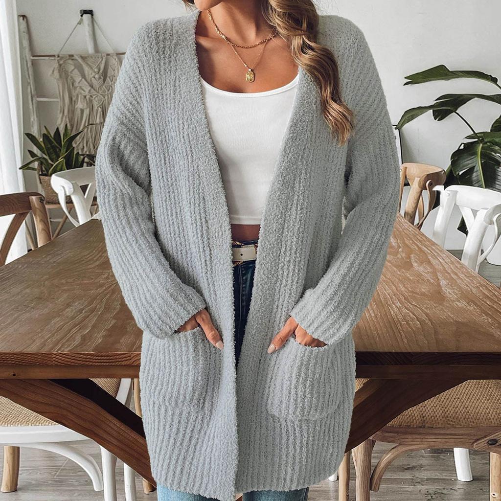 Autumn and winter new women's clothing fluff warm straight casual loose sweater cardigan