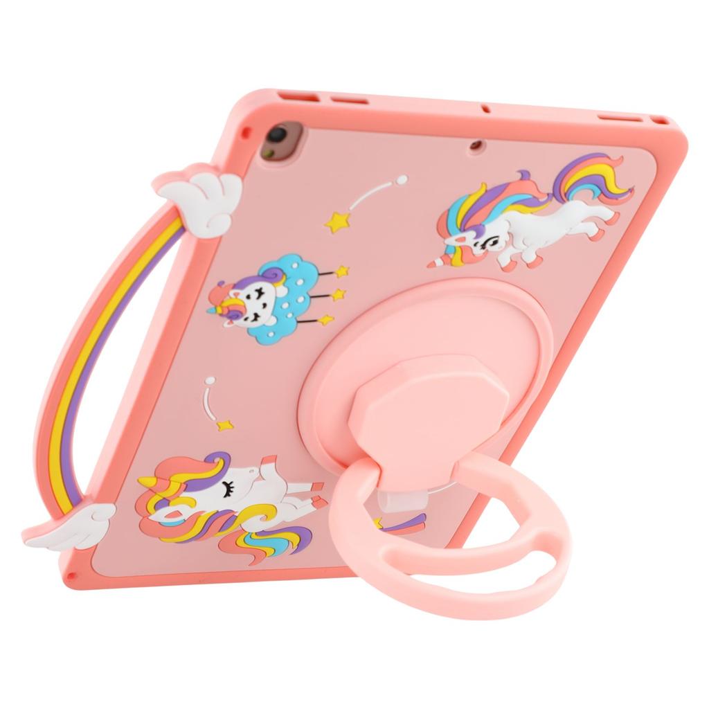 Tablet Case For iPad 10.2 (2021)/(2020)/(2019)/Air 10.5 inch (2019) Handle Rotating Kickstand Unicorn Silicone Cover