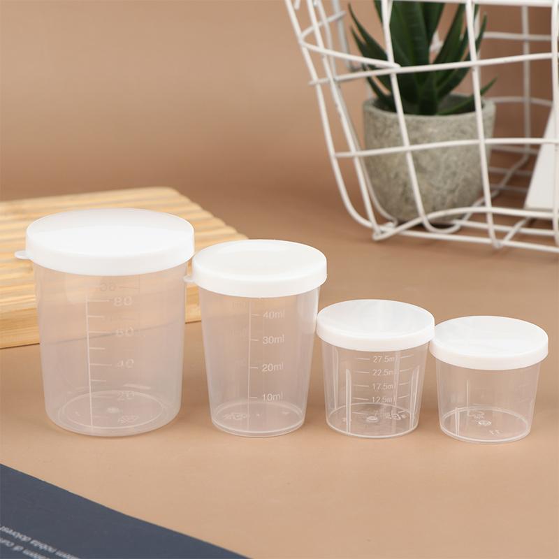 10Pcs/Set 20/30/50/100Ml Clear Liquid Pill Measuring Cups With Lids Travel Pill Organizer Cup Container For Liquid Medicine