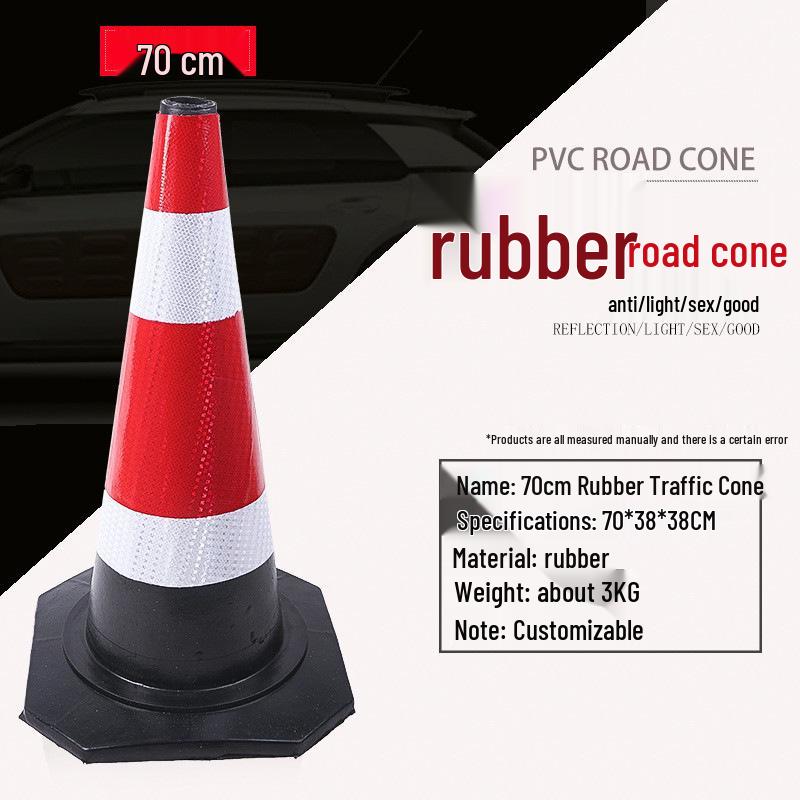 70cm Reflective PVC Road Safety Cone with Rubber Base