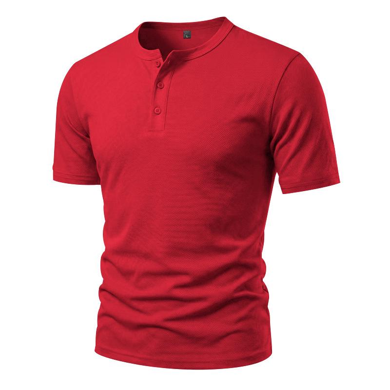 Men's Quick-dry Henley Collar Eyelet Fabric Short Sleeve T-shirt