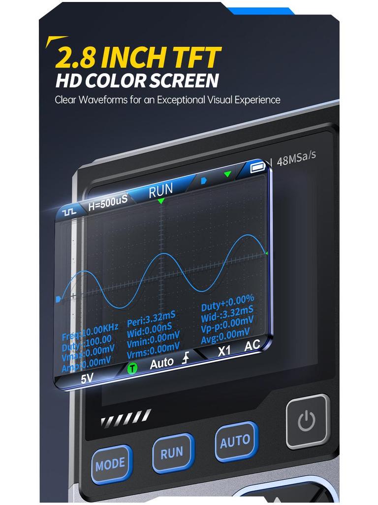 FNIRSI DSO-TC4 3-in-1 Oscilloscope, Transistor Tester, Signal Generator, 10M Bandwidth, Burn-Proof