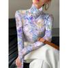 Lady's Sexy High-neck Long-sleeved T-shirt, Soft Texture for Autumn and Winter Tops, Machine Washable