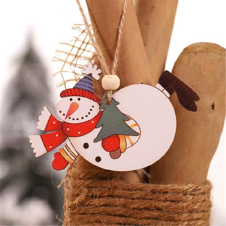 Wooden Holiday Hanging Ornaments Santa Angel Snowman Decoration For Christmas Party And Family Gathering