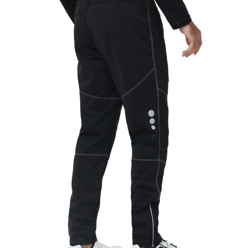 Mens Winter Cycling Pants Thermal Fleece Lined Outdoor Bike Riding Trousers With Reflective Stripes Black Green