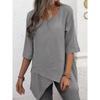 Camicia in Cotone e Lino Stile Bohémien Vestibilità Larga con Design Irregolare per Abbigliamento Casual Primaverile