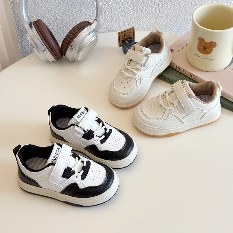 2025 spring new children's low-top little white shoes boys and girls breathable casual Velcro non-slip and wear-resistant students