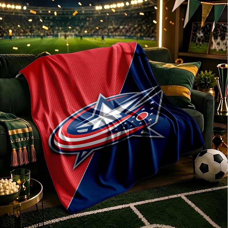 Columbus Blue Jackets Logo Throws Blanket Flannel Blankets Plush for Couch Bed Gifts for Men Women Travel picnic blanket Christmas fan gifts