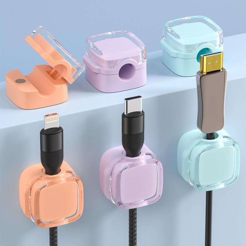 Magnetic Cable Organizer, Desktop Data Cable Holder, Wall Mount Wire Clip for USB/Ethernet, Adhesive Cable Management Kit for Home Office Car –6 разноцветный