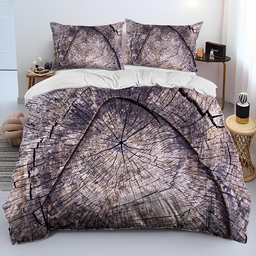 3D Wood Grain Comforter Bedding Set,Duvet Cover Bed Set Quilt Cover Pillowcase,King Queen Size Bedding Set for Adult Child Gift