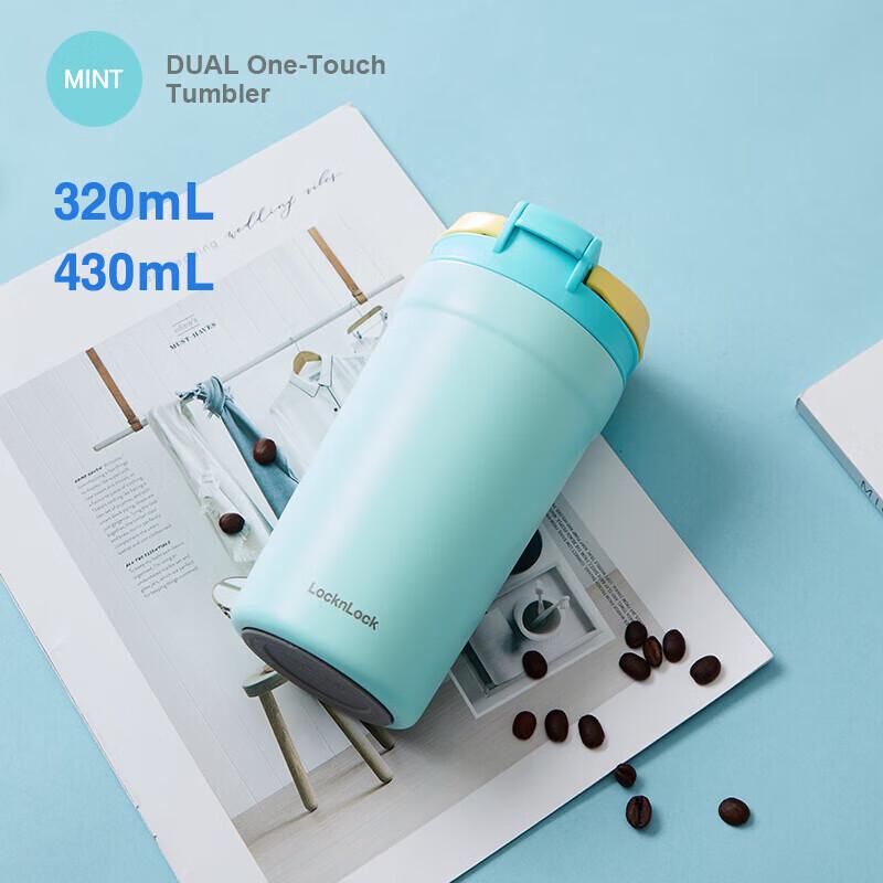 LocknLock Pop-up Lid Insulated Coffee Mug with Straw