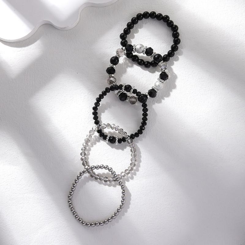 Pack of 5 Fashionable Crystal Bead Bracelet Elegant Crystal Bead Bracelets Perfect for Everyday Wear Gatherings