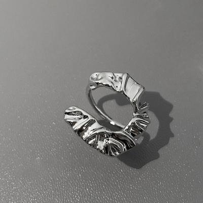 Simple Geometric Irregular Hollow Silver Color Rings for Women Exaggerated Vintage Personality Hip Hop Birthday Jewelry Gifts