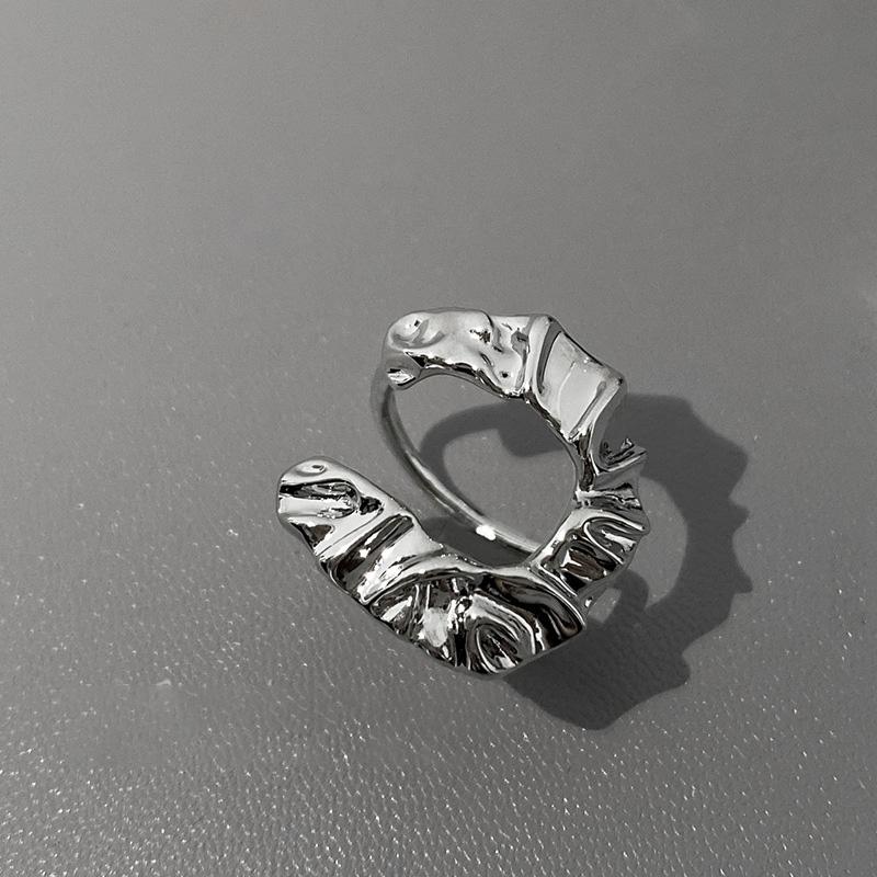 Simple Geometric Irregular Hollow Silver Color Rings for Women Exaggerated Vintage Personality Hip Hop Birthday Jewelry Gifts