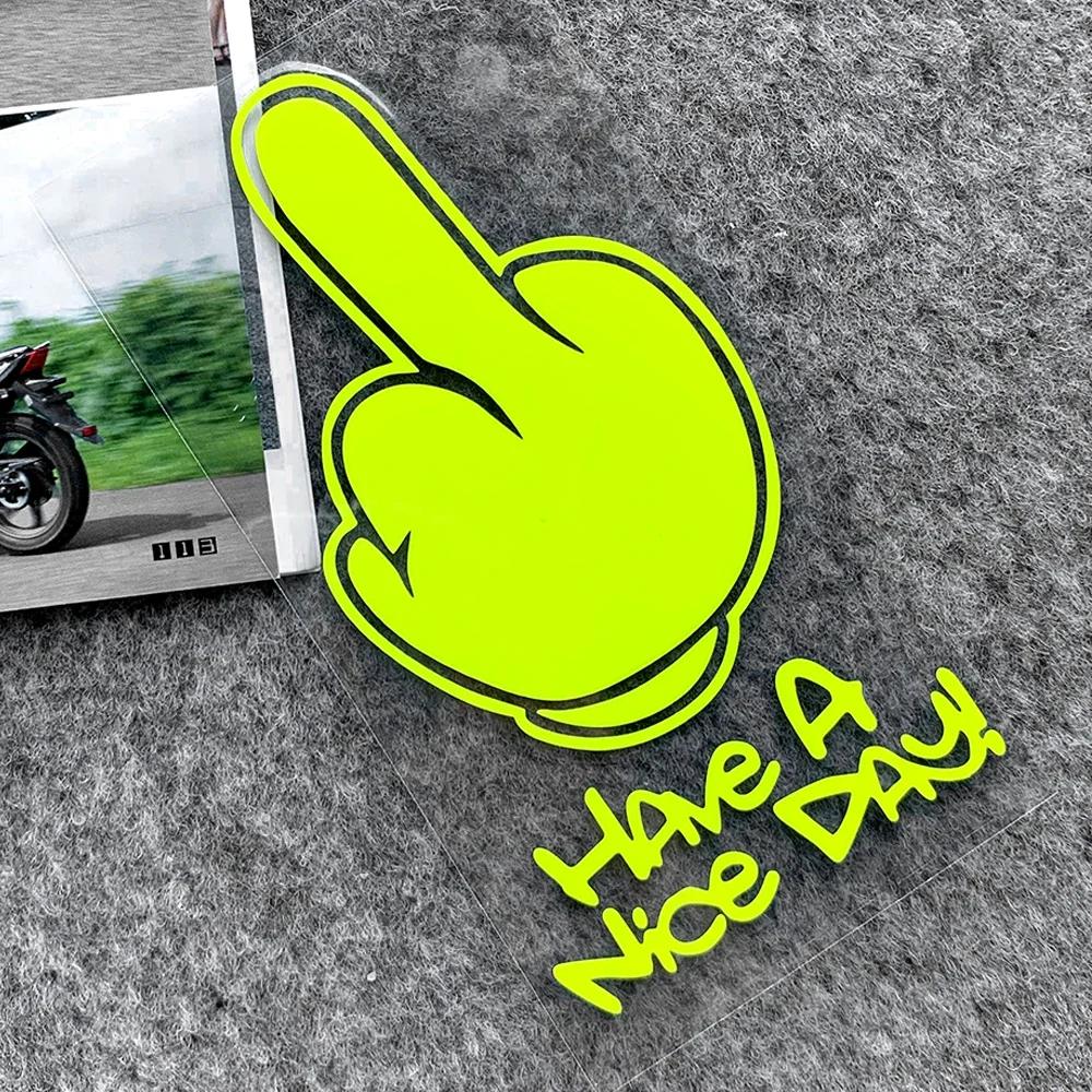 Motorcycle Stickers HAVe A Nice DAY ! Middle Finger Refletor Accessories Decals for Honda PCX125 Yamaha R1 Kawasaki Z900