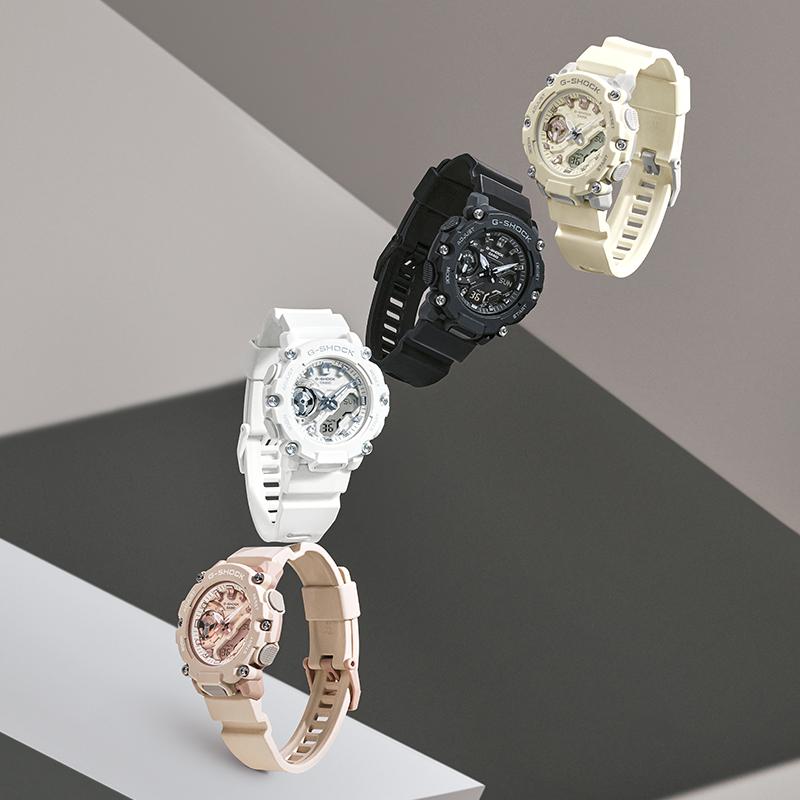 Casio G-SHOCK Series Carbon Fiber Core Outdoor Sports Dual Display Thin and Light Women's Watch Quartz Movement Resin Strap Japanese GMA-S2200M-4APR