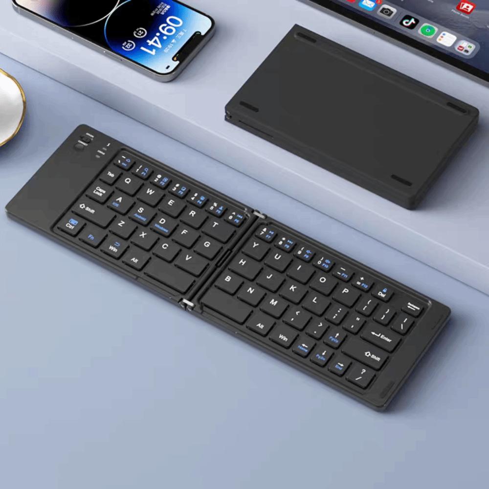 Mini Wireless Folding Keyboard Rechargeable Lightweight Bluetooth Keyboard Slim Design Portable Foldable Keyboard Office