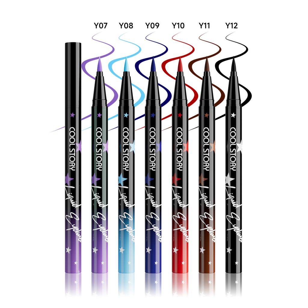 6 Colors Set Glitter & Shimmer Eyeliner Stick Pack - Long-Wearing Blue Tone Eyeliner Pencil with Smooth Application - Versatile