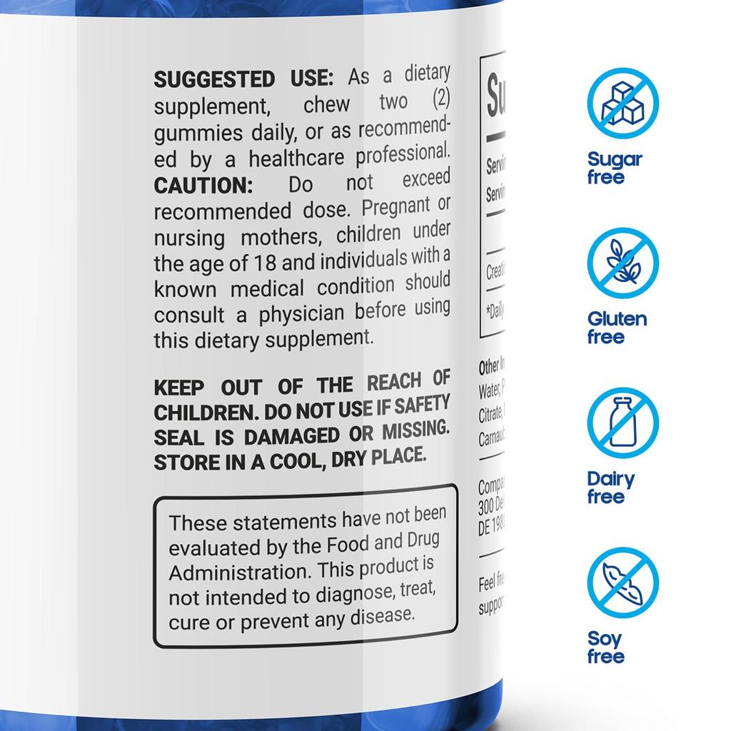 Creatine Monohydrate Gummies 3000mg / Креатин Моногидрат 3000мг, 60 Жевательных Конфет