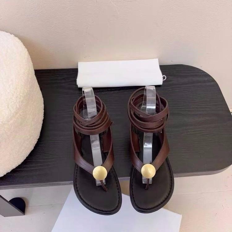 Herringbone sandals women's 2025 summer new round toes cross straps casual flat-bottomed fashion beach Roman shoes