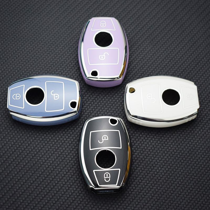 Cu 2 butoane TPU Husa pentru chei de masina Protector Shell Fob pentru Mercedes Benz ABCER Class GLS GLA GLK GLC CLS CLA AMG W204 W205 W212 W463 W176 Accesorii