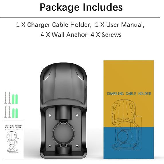 EV Charger Holder Wall Mount, EV Charging Cable Holder For Electric Vehicle Mobile Connector Organizer, Upgraded Rotatable J1772 Plug Hangers