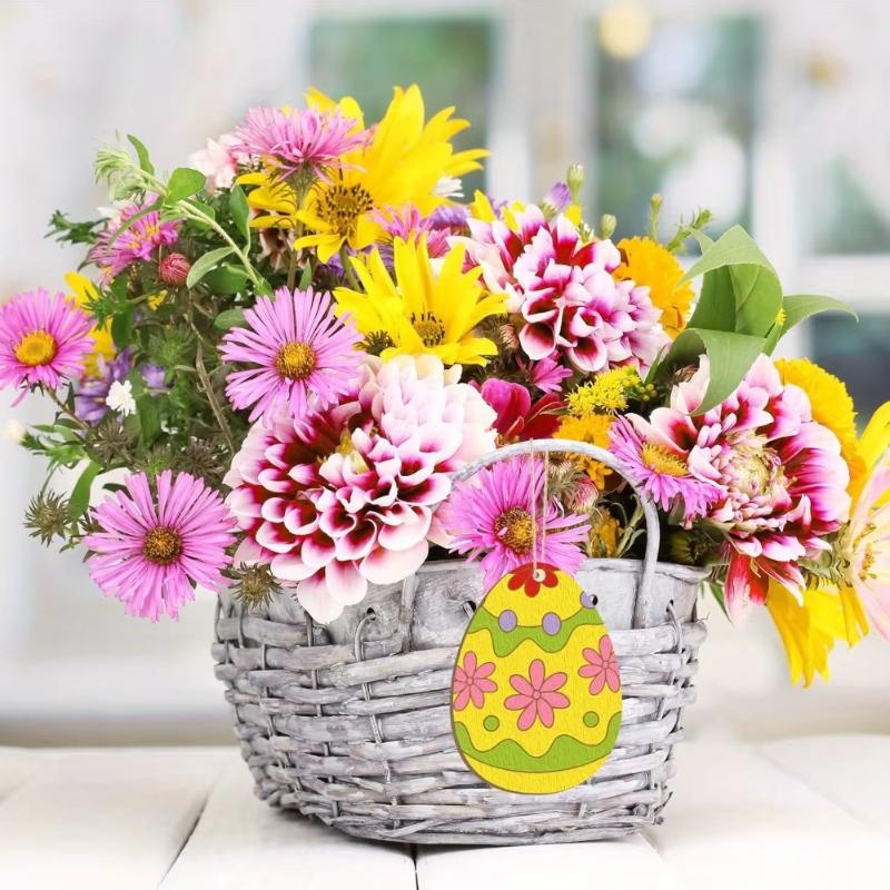 10/20pcs Wooden Easter Decorations, Wood Carving Easter  Decoration Egg Shape Wood Chips Painting Supplies Diy Crafts