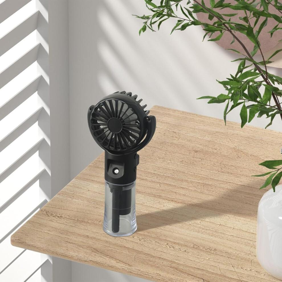 Přenosný mlhový ventilátor s chladicím rozprašováním vody, 4 rychlosti, USB dobíjecí ruční ventilátor pro vnitřní i venkovní použití, černý