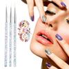 3Pcs Nail Art Liner Brush Acrylic Nail Painting Pen Set Crystal Stripe Handle