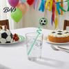 Birthday Party Straw 5Pcs Colorful Soccer Spiral Straws, Reusable Drinking Straws for Safe Odorless Party, Football Theme Celebration Beverage