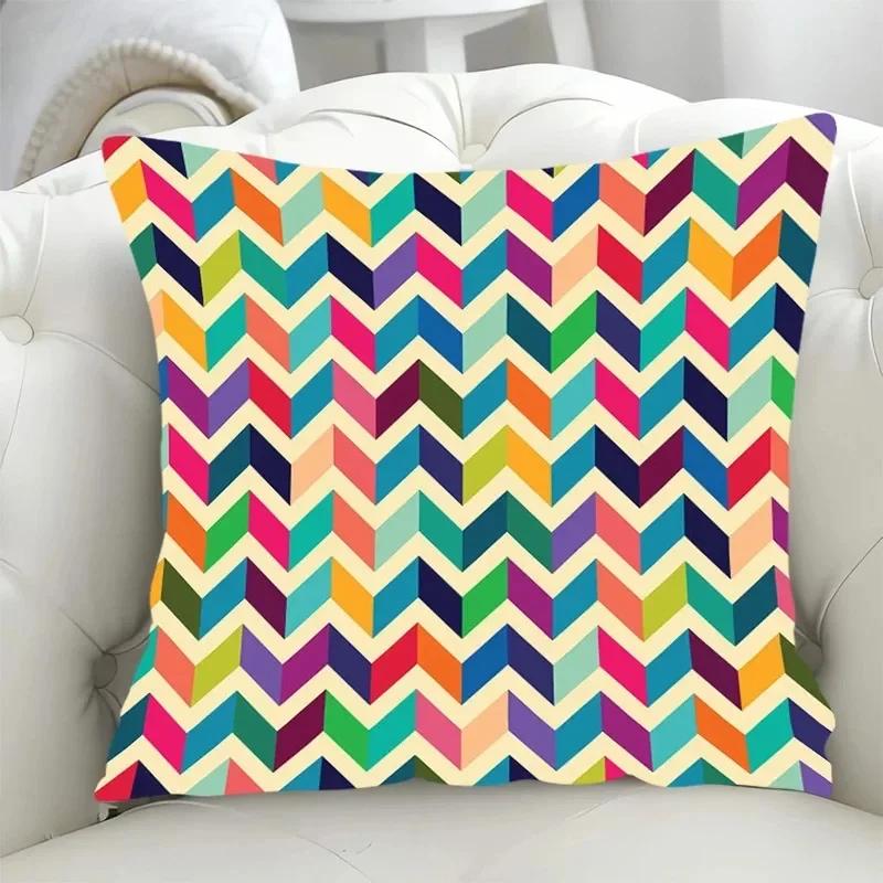 Luxuriöser Kissenbezug für Wohnzimmer und Sofa, blau-geometrisches Streifenmuster