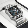 Square Skeleton Dial Automatic Watch Men Luxury Mechanical Men's Watches Luminous Waterproof Solid Steel Strap Relogio