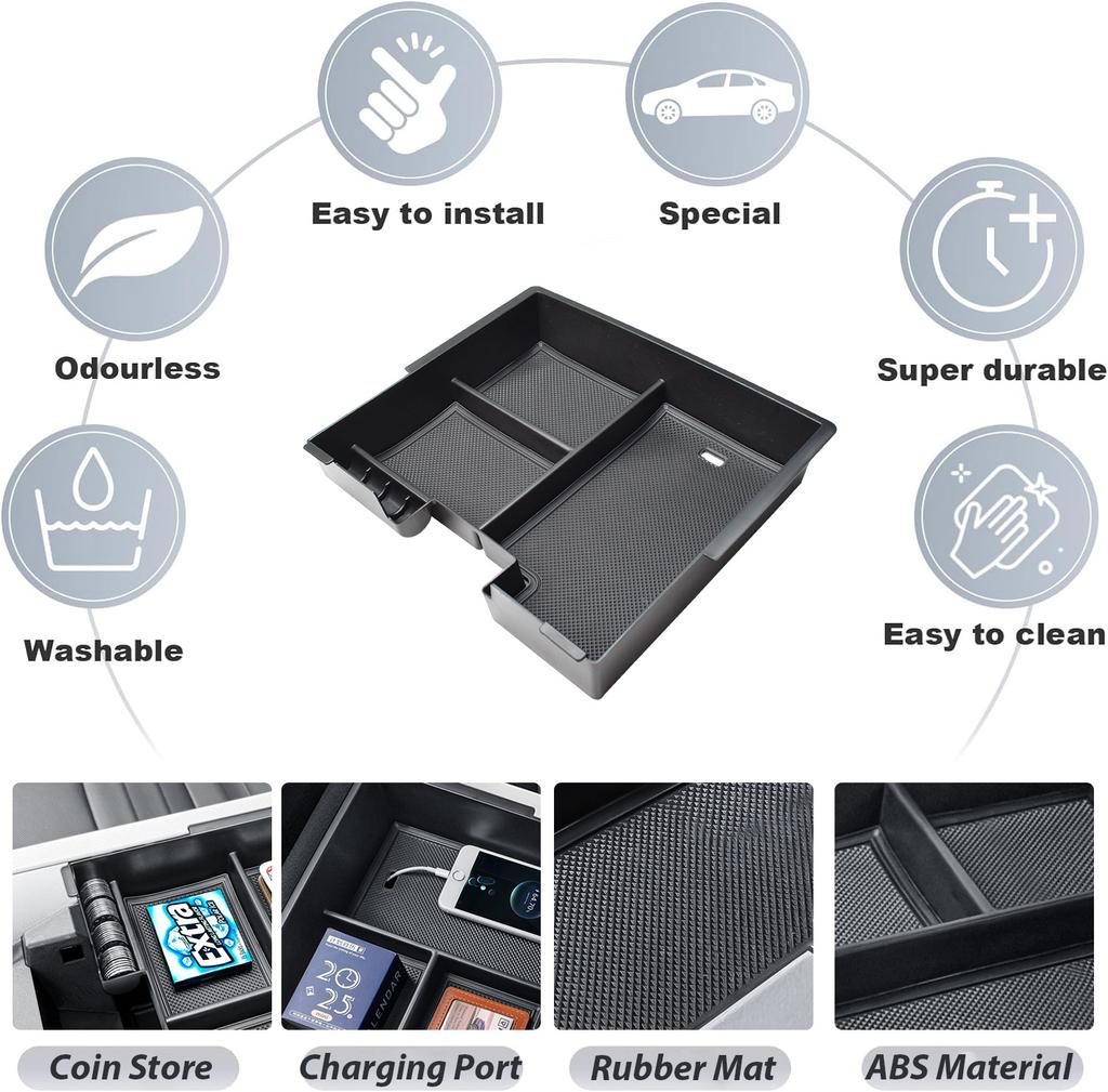 Sixthsmoy For GMC Hummer EV 2025-2025 Center Console Organizer Behind Screen Dashboard Tray Storage Armrest Box Car Accessories