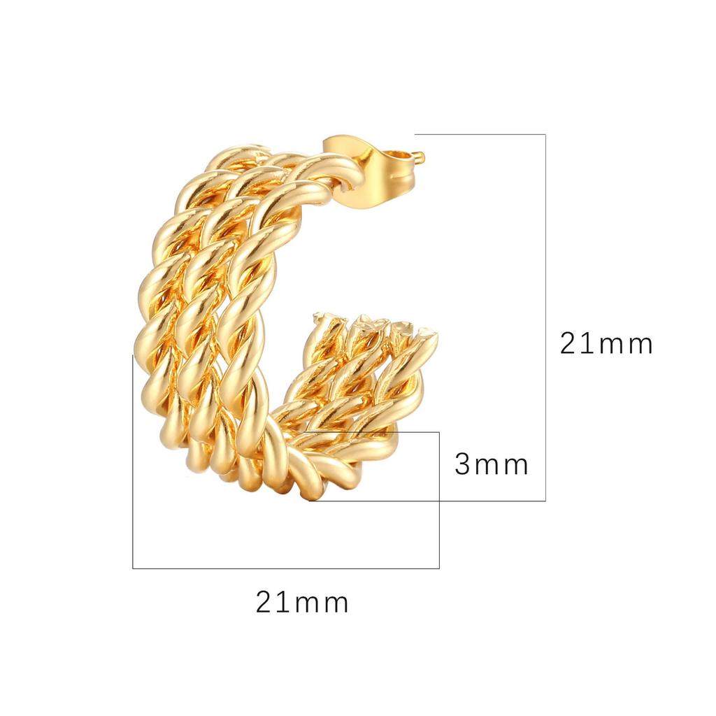 Stainless Steel Twist Wire Earrings Trendy Girl Light Luxury Titanium Steel 18K Gold Earrings