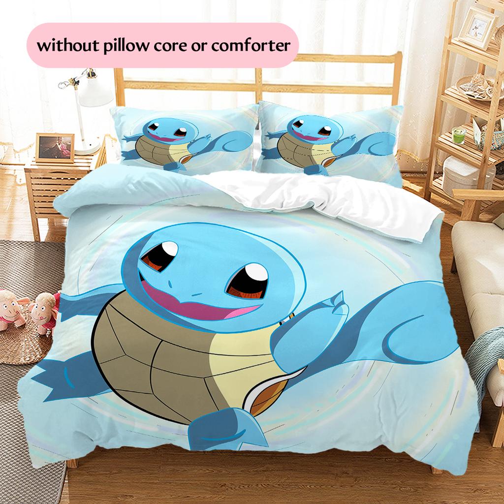 Biancheria da letto con motivo a cartone animato di Squirtle Decorazione per la casa Regalo di compleanno (1 * copripiumino + 2 * federa, senza nucleo)