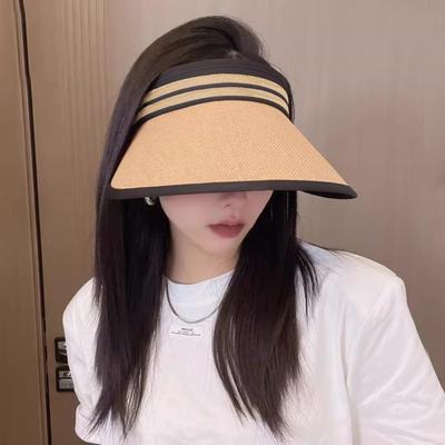 Sunscreen Empty Top Hat Women's New Summer UV Protection Outdoor Cycling Big Eaves Show Face Small Sun Hat