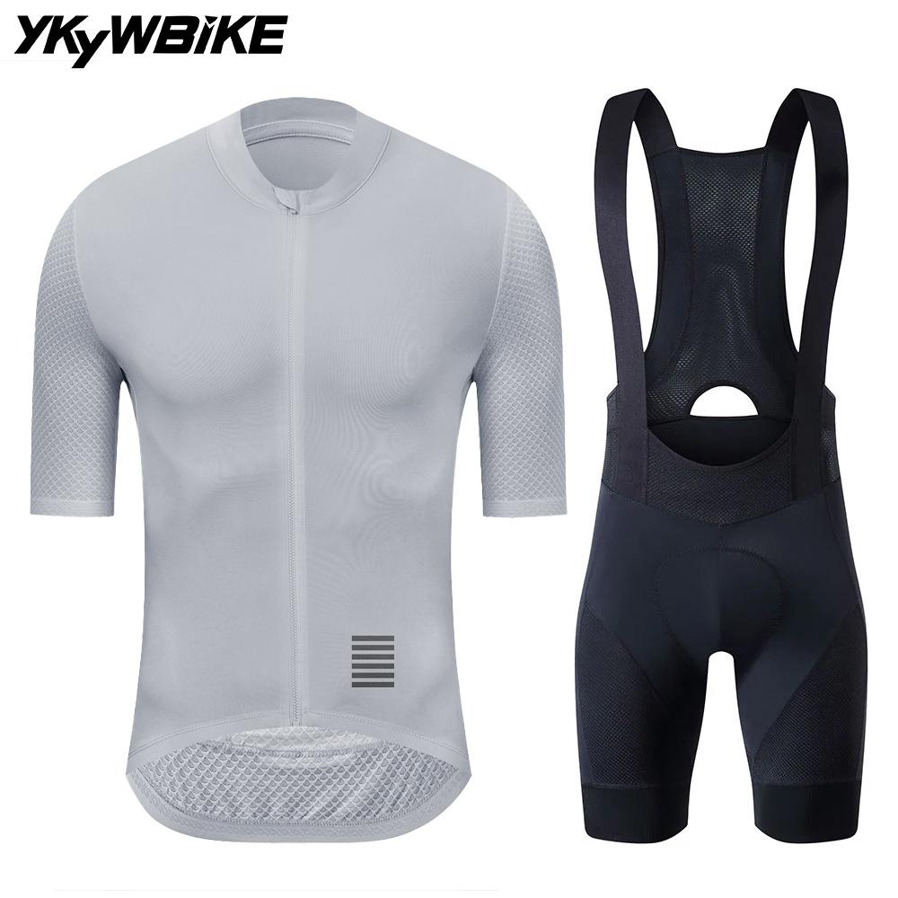 YKYWBIKE Cycling Jersey Set Classic MTB Cycling Bib Shorts Kit Reflective Custom Bike Clothes Bicycle Clothing Maillot
