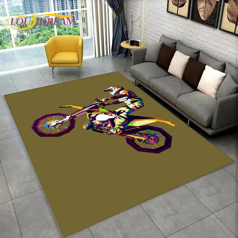Tappeto da Area Tappeto da Corsa per Moto 3D Grande, Tappeto per Casa Soggiorno Camera da Letto Divano Zerbino Decorazione, Tappetino Antiscivolo per Giochi per Bambini