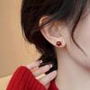 2024 Women's French Retro Red Pearl Earrings - S925 Silver, Simple Design