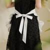 Half-waist women's outdoor picnic camping cotton small daisy embroidered white half-length apron