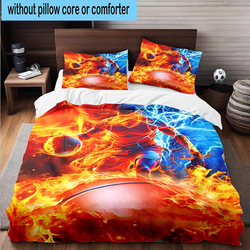 3PCS Football Player In Flames 3pcs Bedding,Including 3PCS Duvet Cover And 2pcs Pillowcases Perfect for Christmas,Ideal for Bedroom, Dormitory