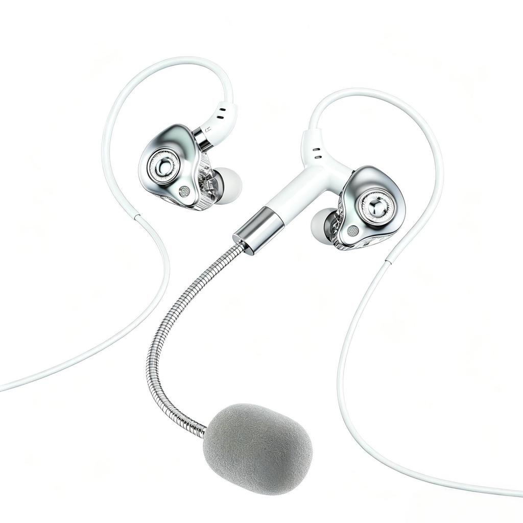 Kabelgebundenes Gaming-Headset mit Doppelstecker, In-Ear-Design und Mikrofon