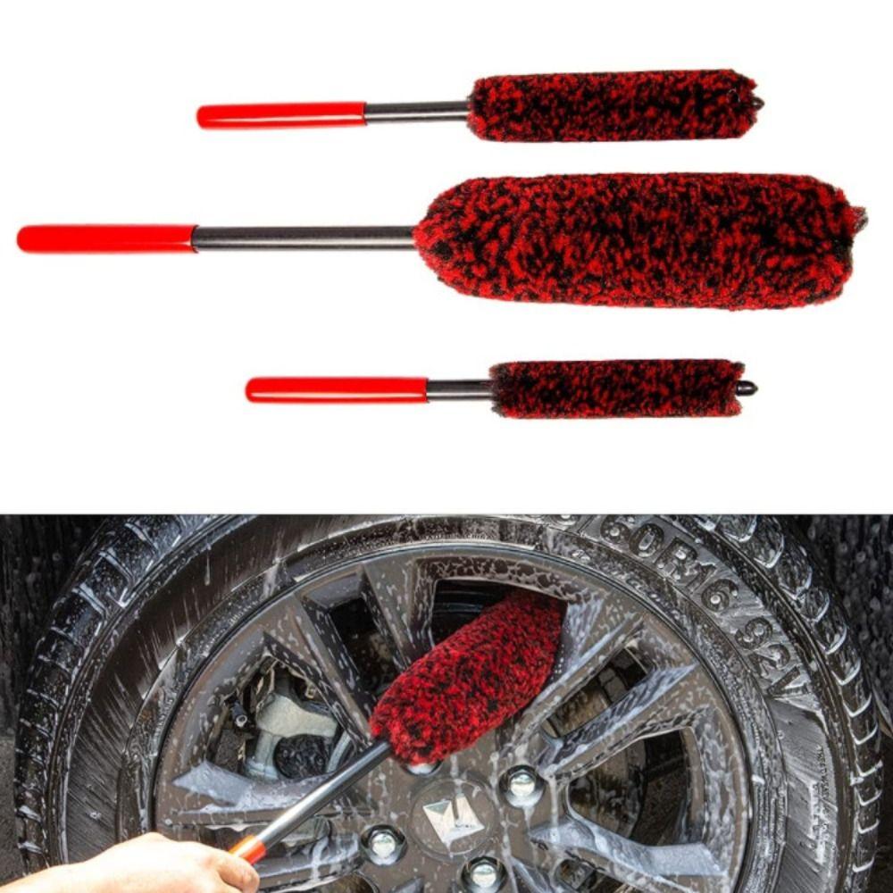 Plush Material Auto Wheel Woolies Brushes Long Handle Car Cleaning Tools  Car Wash