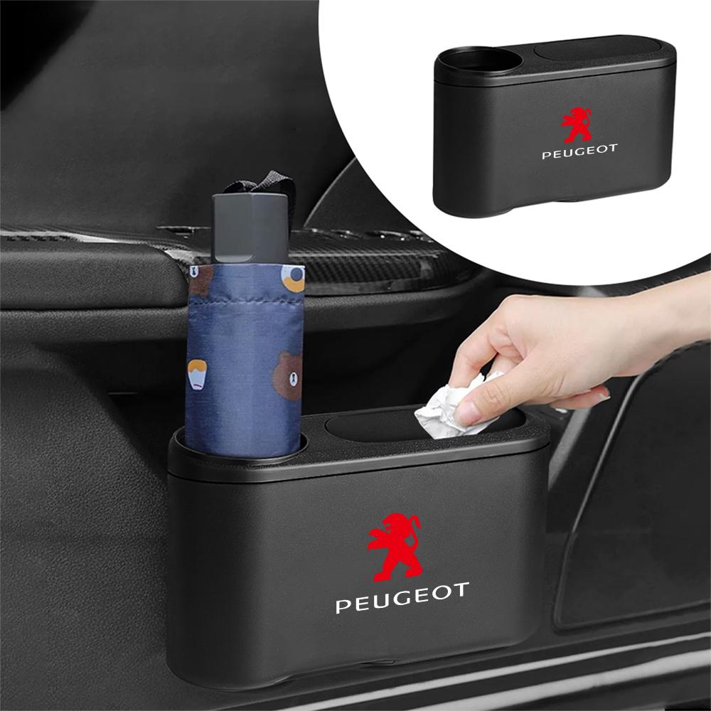 1pcs Universal Car Trash Bin Storage Box Car Accessories Center Cover For Peugeot 308 406 508 3008 5008 1008 607 208 108 408 106